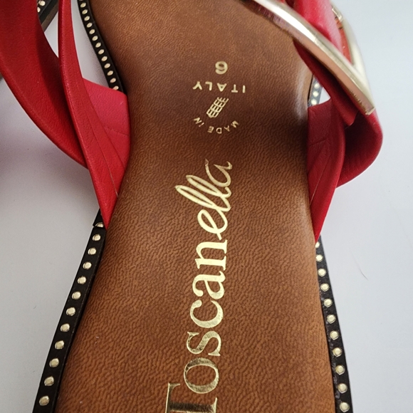 Toscanella Red Buckled Thong Sandals Size 6 Made in Italy Summer Sandals - Picture 6 of 11